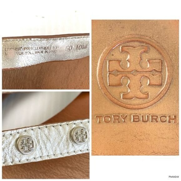 Tory Burch Ricki Studded Sandals Thong Flip Flops Grey Leather Flats 10 - Picture 7 of 9